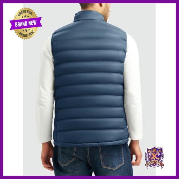 Men's Lightweight Puffer Vest with 5 Pockets, Water-Resistant, Full Zip - Picture 4 of 8